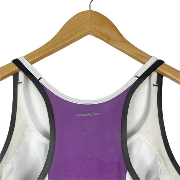 NEW BALANCE Women's Lined Purple White Color Block Lightning Dry Tank Top US XL - Picture 4 of 9